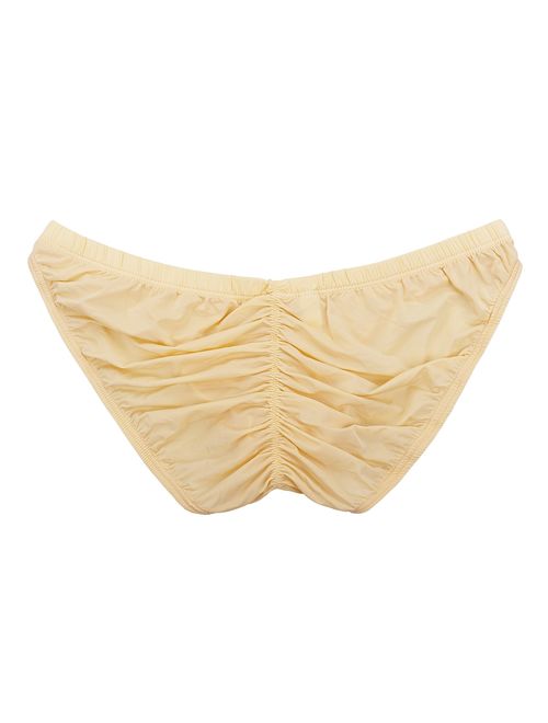 Summer Code Men's Sexy Bikini Brief Elastic Silky Ruched Back Underwear Swimwear