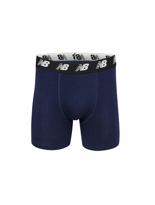 New Balance Men's No-Fly Cotton Performance Boxer Briefs, 5 Inch Inseam (3 Pack of Men's Underwear)