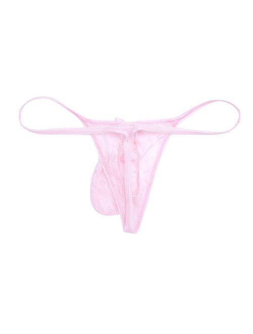 YiZYiF Men's Jacquard Lace See-Through Sissy Pouch Underwear