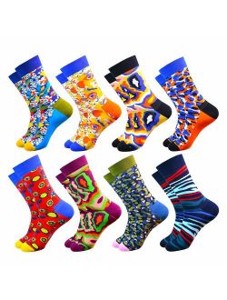 WEILAI Men's Fun Dress Socks - Colorful Funny Novelty Cool Crazy Casual Crew Socks Pack