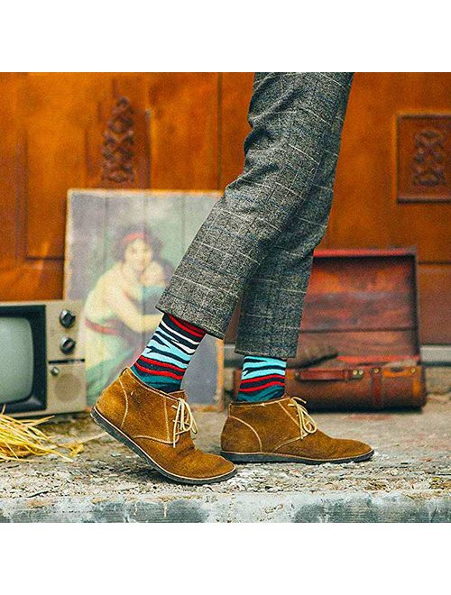 WEILAI Men's Fun Dress Socks - Colorful Funny Novelty Cool Crazy Casual Crew Socks Pack
