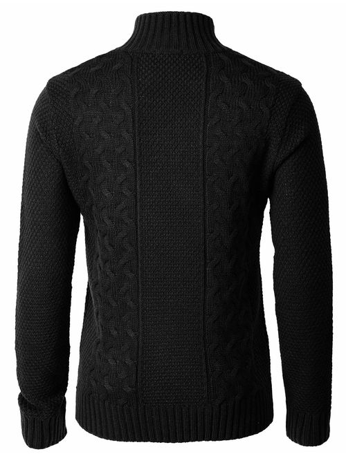 H2H Mens Casual Slim Fit Pullover Sweaters Long Sleeve Cable Knitted Sweater with Button Closure