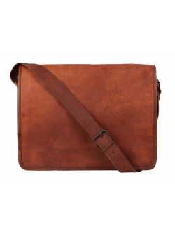 Rustic Town 15 inch Vintage Crossbody Genuine Leather Laptop Messenger Bag