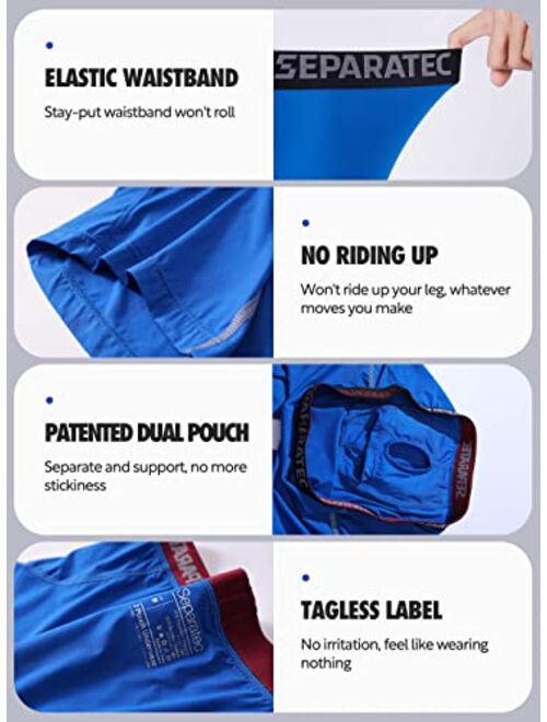 Separatec Men's 3 Pack Sport Performance Dual Pouch Boxer Briefs Underwear