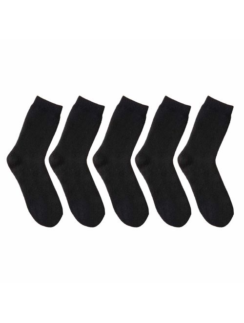 Men's Wool Warm Socks Thick Heavy Thermal Fuzzy Winter Casual Crew Boot Socks 5 Pairs