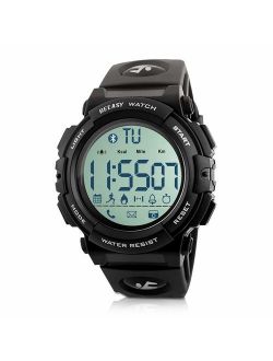 Beeasy Mens Digital Sport Watch Waterproof Military Wrist Watches with Pedometer Calorie Stopwatch Call SMS Reminder for Men