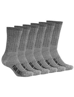 FUN TOES Men's Crew Merino Wool Socks 6 Pairs Winter Lightweight, Reinforced Size 8-12