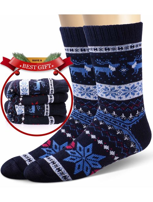 Mens Slipper Socks Fuzzy Warm Thick Heavy Fleece lined Christmas Stockings Fluffy Winter Socks With Grippers