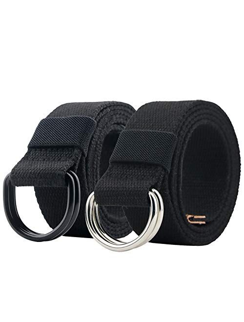 Canvas Belt, Web Belt for Men/Women with Metal Double D Ring Buckle 1 1/2