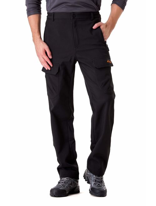 Clothin Men's Softshell Fleece-Lined Cargo Pants - Warm, Breathable, Water-Repellent, Wind-Resistant-Insulated