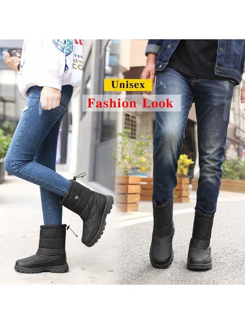 aeepd Winter Snow Boots Men Women Lightweight Water Resistant Mid Calf Boots Warm Fur Lined Outdoor Shoes