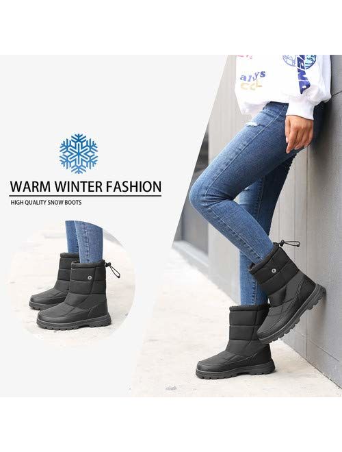 aeepd Winter Snow Boots Men Women Lightweight Water Resistant Mid Calf Boots Warm Fur Lined Outdoor Shoes