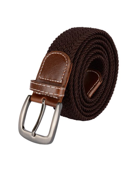 Drizzte Mens Belt Plus Size 47 to 71inch Extra Long Stretch Belts Elastic Braided Woven Jeans Waist Belt Black