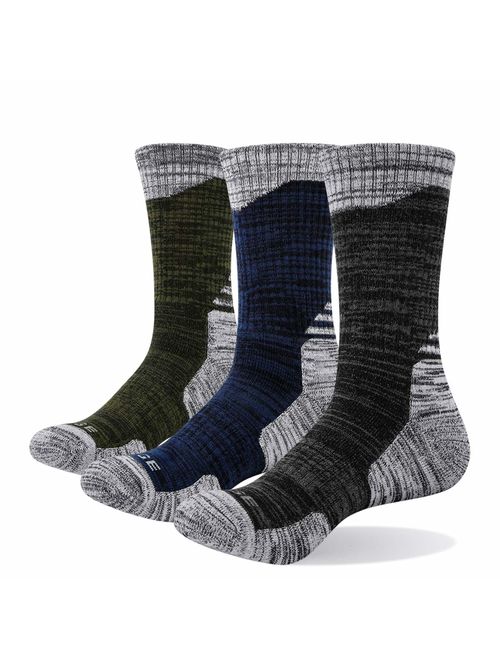 YUEDGE Mens Cotton Cushion Crew Socks Outdoor Multi Performance Athletic Hiking Socks(3 Pairs/Pack)