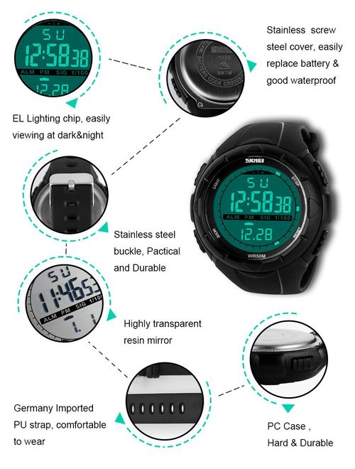 Mens Big Face Digital Sport Watches Army Wristwatch Military Running Waterproof Alarm Stopwatch Chronograph Athletic LED