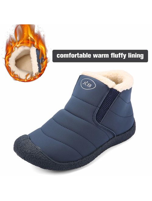 gracosy Unisex Winter Warm Booties, Anti-Slip Ankle Booties Waterproof Slip On Warm Fur Lined Sneaker