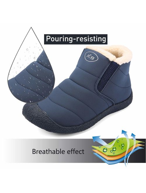 gracosy Unisex Winter Warm Booties, Anti-Slip Ankle Booties Waterproof Slip On Warm Fur Lined Sneaker