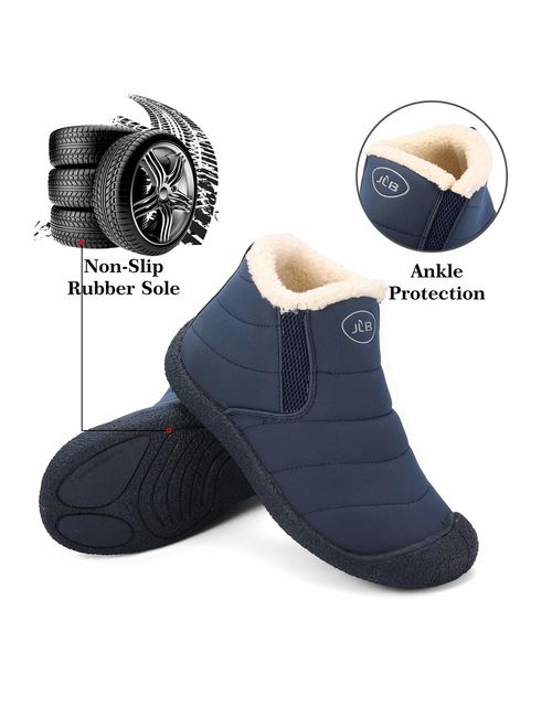 gracosy Unisex Winter Warm Booties, Anti-Slip Ankle Booties Waterproof Slip On Warm Fur Lined Sneaker