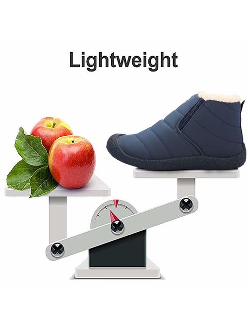 gracosy Unisex Winter Warm Booties, Anti-Slip Ankle Booties Waterproof Slip On Warm Fur Lined Sneaker