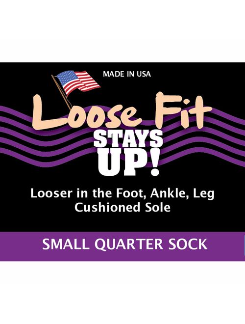 Loose Fit Stays Up Men's and Women's Casual Lower Cut Socks 3 PK Made in USA! Cushioned Sole
