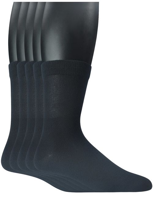 Yomandamor Men's 5 Pairs Bamboo Quarter Diabetic/Dress Socks With Seamless Toe and Non-binding Top