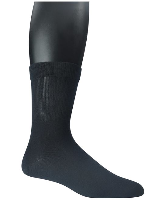 Yomandamor Men's 5 Pairs Bamboo Quarter Diabetic/Dress Socks With Seamless Toe and Non-binding Top