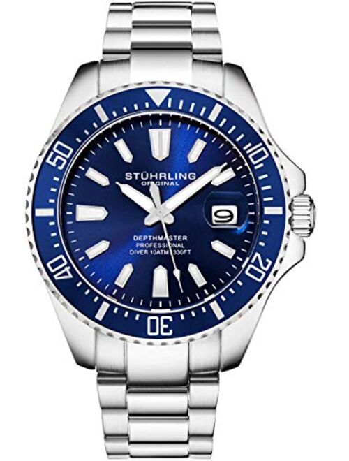 Stuhrling Original Watches for Men - Pro Diver Watch - Sports Watch for Men with Screw Down Crown for 330 Ft. of Water Resistance - Analog Dial, Quartz Movement - Mens Wa
