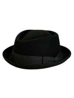 JANETSHATS Unisex Classic Fedora Hats Wool Felt Trilby Hat with Bowknot Feather 