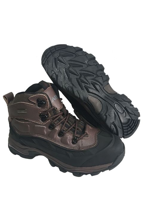 LABO LB Men's Leather Insulated Waterproof Construction Rubber Sole Winter Snow Skii Boots