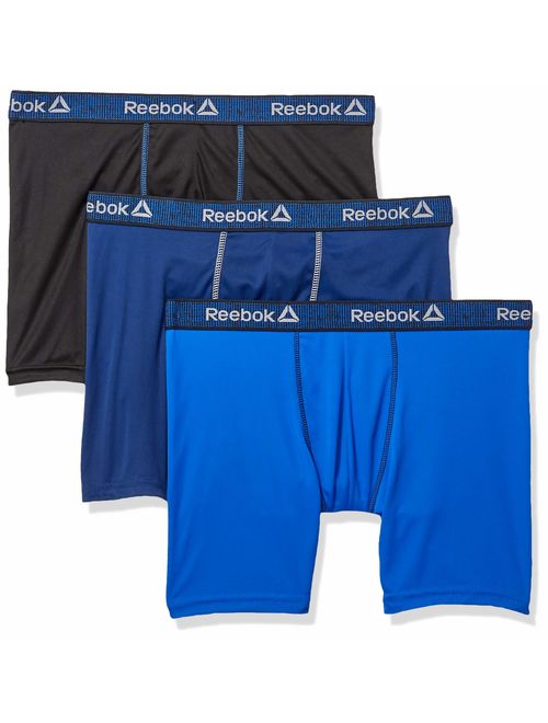 Reebok Mens 3 Pack Performance Quick Dry Moisture Wicking Boxer Briefs