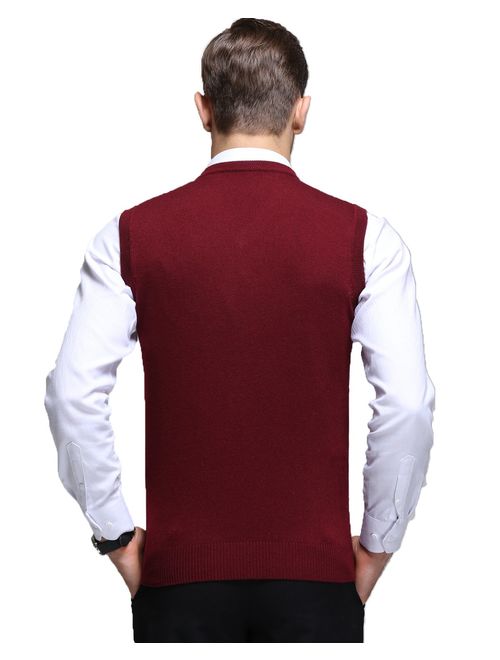 KINLONSAIR Mens Casual Slim Fit Solid Soft V-Neck Sweater Vest 