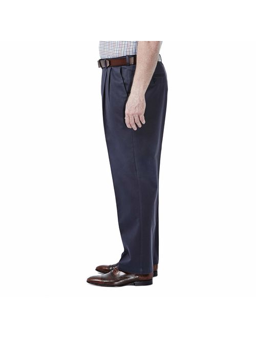Haggar Men's Big and Tall Work to Weekend Hidden Expandable-Waist Pleat-Front Pant