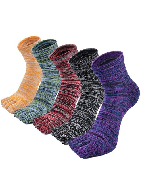 Mens Toe Socks Cotton Athletic Running Ankle Five Finger Crew Socks