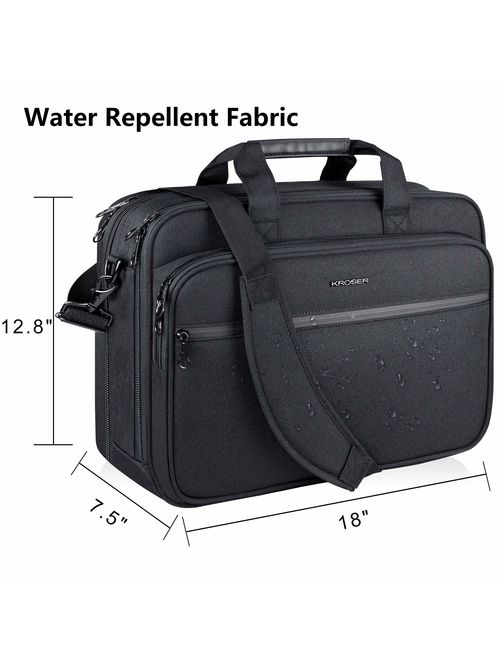 KROSER 18" Laptop Bag Premium Laptop Briefcase Fits Up to 17.3 Inch Laptop Expandable Water-Repellent Shoulder Messenger Bag Computer Bag with RFID Pockets for Travel/Bus