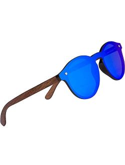 WOODIES Walnut Wood Sunglasses with Flat Mirror Polarized Lens