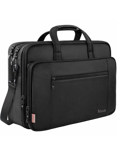 17 Inch Laptop Briefcase for Men, Soft Business Bag for Women, Big Expandable Computer Shoulder Bag, Carry on Large Laptop Case, Waterproof, Mancro Office Bag Fits 17 15.