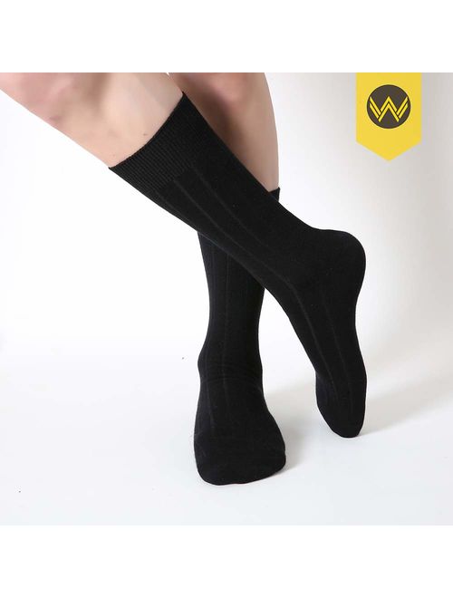 Buy WANDER Mens Dress Socks 8 Pairs Classic Rib Cotton Solid 