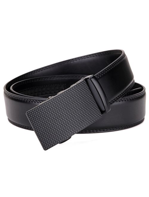 Tonly Monders Men's Dress Leather Belt Automatic Ratchet Buckle Belts For Men Black, 35mm Width