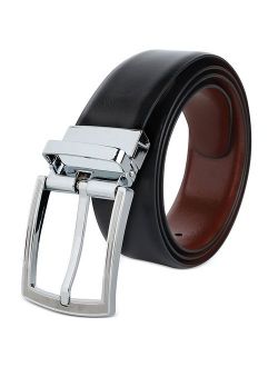 Savile Row Men's Top Grain Leather Reversible Belt, Classic & Fashion Designs