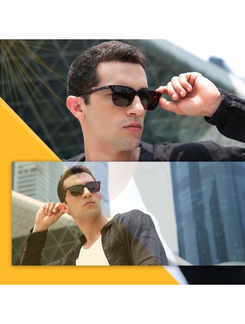 Carfia Retro Polarized Men's Sunglasses UV400 Protection Acetate Frame Sport Outdoor Glasses