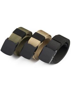 3 Pack: Nylon Canvas Breathable Military Tactical Men Waist Belt With Plastic Buckle