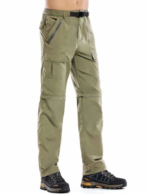 Mens Hiking Pants Convertible Quick Dry Lightweight Zip Off Outdoor Fishing Travel Safari Work Cargo Trousers 