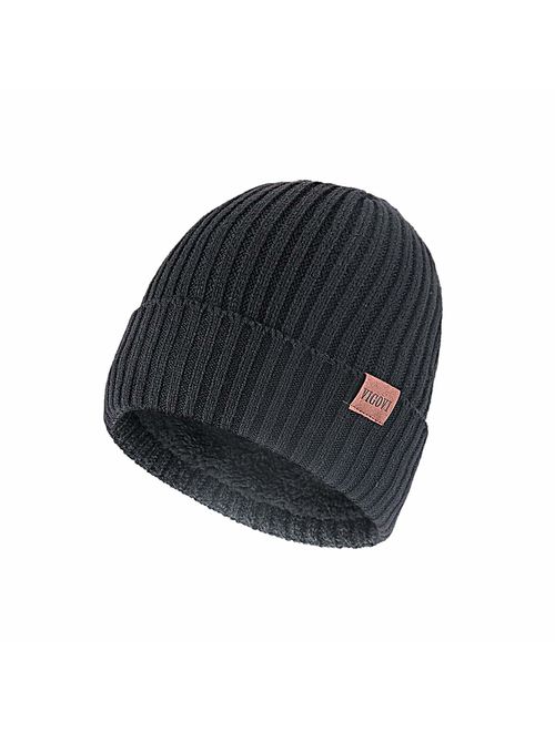 VICOVI Winter Knit Beanie Hats for Men and Women Warm Fleece Stretch Slouchy Skull Cap