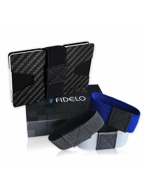 FIDELO Carbon Fiber Minimalist Wallet - Slim Credit Card Holder Money Clip Wallets for Men - Designed for Front Pocket EDC & Travel - Light Weight & Compact Size: 3.4" x 