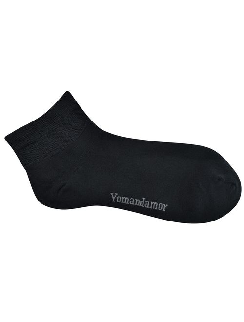 Yomandamor Men's 5 Pairs Bamboo Non-binding Flat-Knit Ankle Diabetic/Dress Socks with Seamless Toe(Big and tall available)