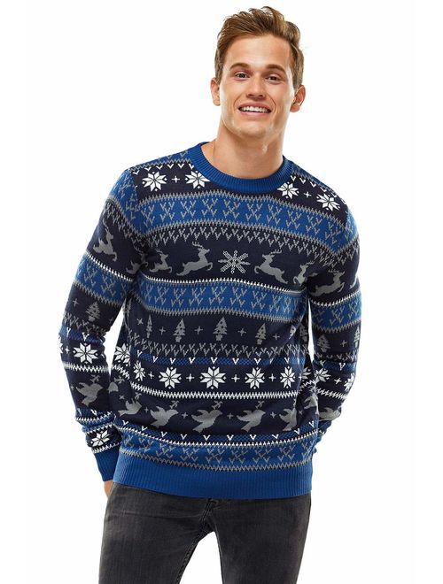 Unisex Men's Ugly Christmas Sweater Knitted Reindeer Classic Fair Isle Ugly Sweater