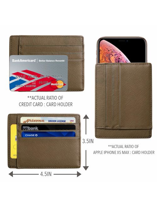 Genuine Leather Card Holder Slim RFID Blocking Real Wallet Credit Card Slots