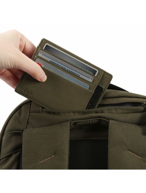 RFID Blocking Credit Card Holder Genuine Leather - Slim & Thin 8 Card Slots RFID Credit Card Holder for Men and Women - Minimalist Front Pocket Wallet Design Protect All 