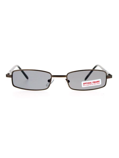 SA106 Mens Snug Minimal Narrow Rectangular Metal Rim Sunglasses
