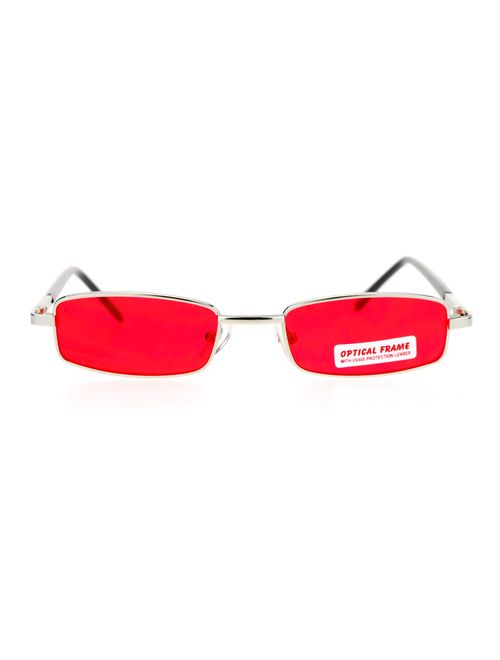 SA106 Extra Small Mens Rectangular Metal Rim Classic Color Lens Sunglasses